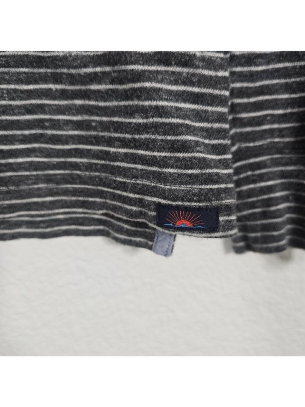 Faherty Stripe Polo Shirt Men Medium Gray Organic Cotton Long Sleeve Collared - Picture 9 of 9